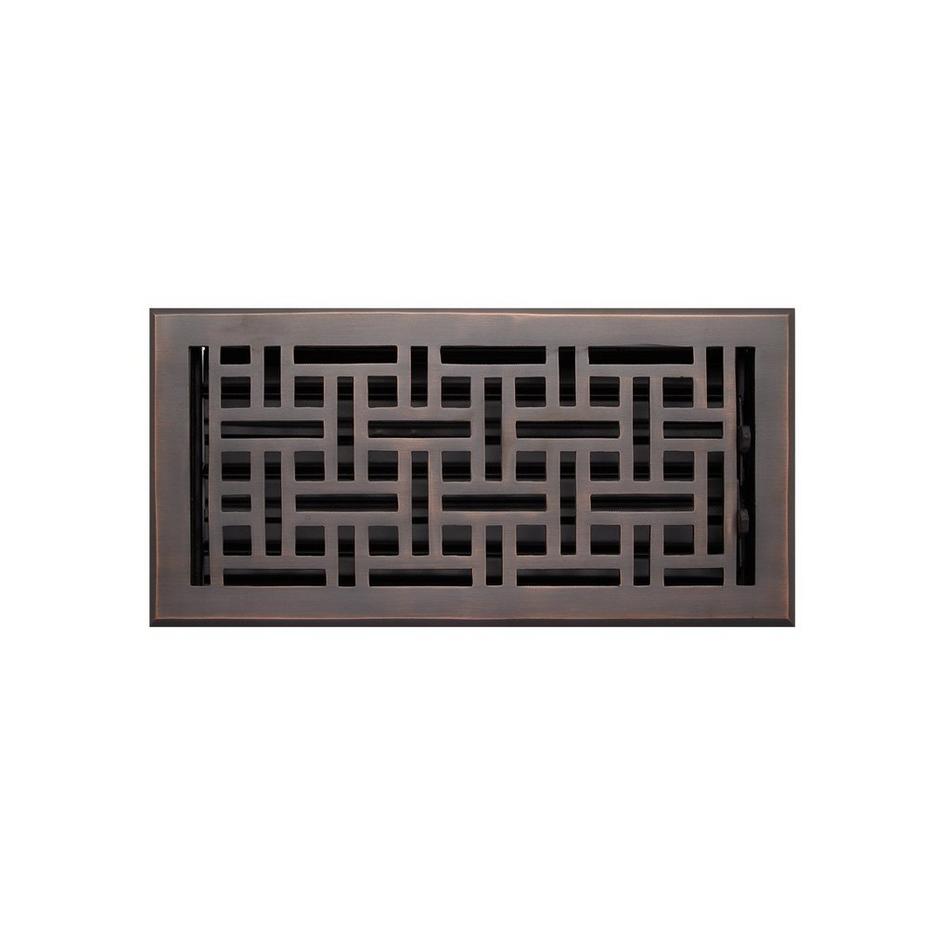 Wicker Style Solid Brass Floor Register - Oil Rubbed Bronze 10" x 14" (11-1/8" x 15" Overall), , large image number 12