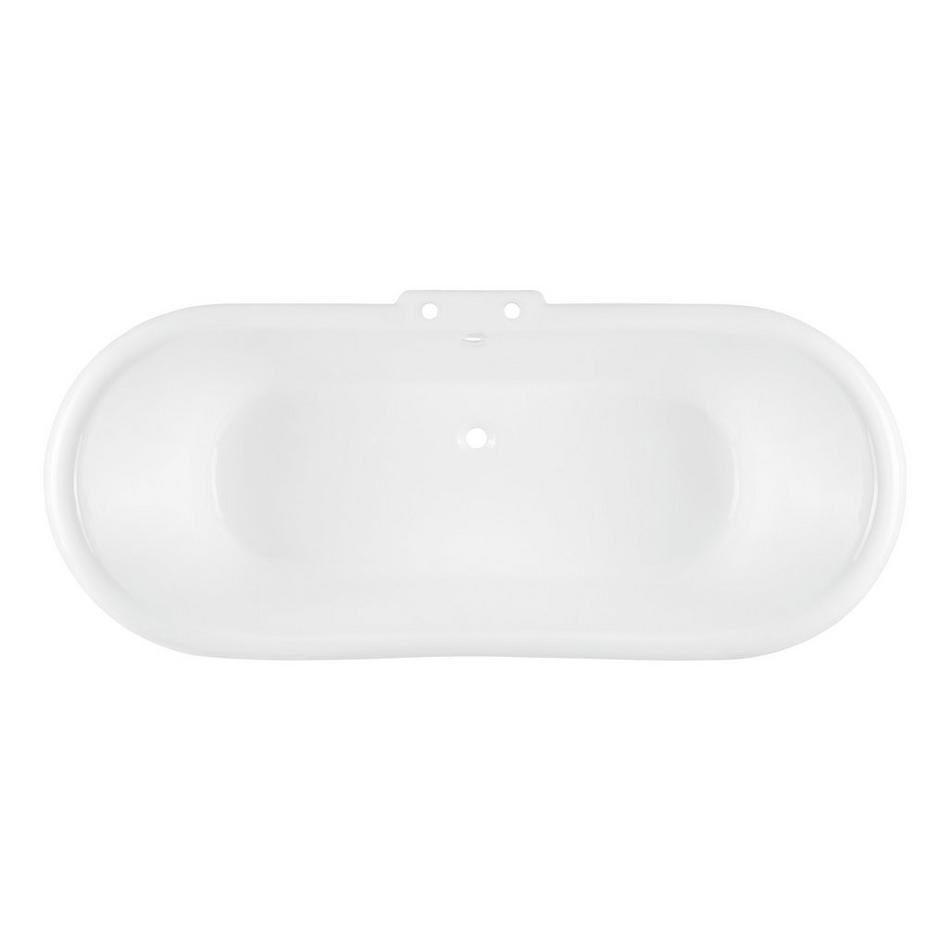 59" Lena Cast Iron Double-Slipper Clawfoot Tub - White - 7" Rim Holes - Chrome Feet - Less Drain, , large image number 1