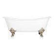 59" Lena Cast Iron Clawfoot Tub - Brushed Nickel Monarch Feet No Tap Holes, , large image number 2
