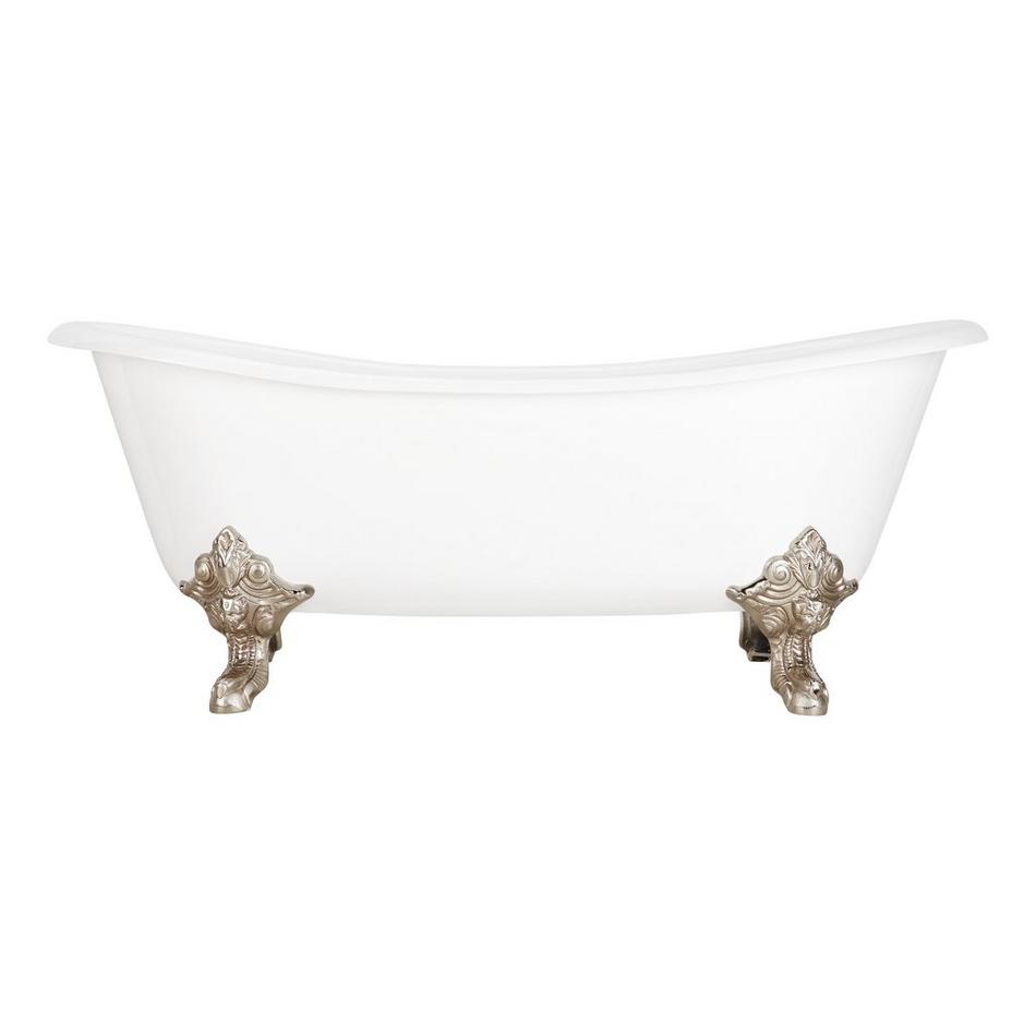 59" Lena Cast Iron Clawfoot Tub - Brushed Nickel Monarch Feet No Tap Holes, , large image number 2