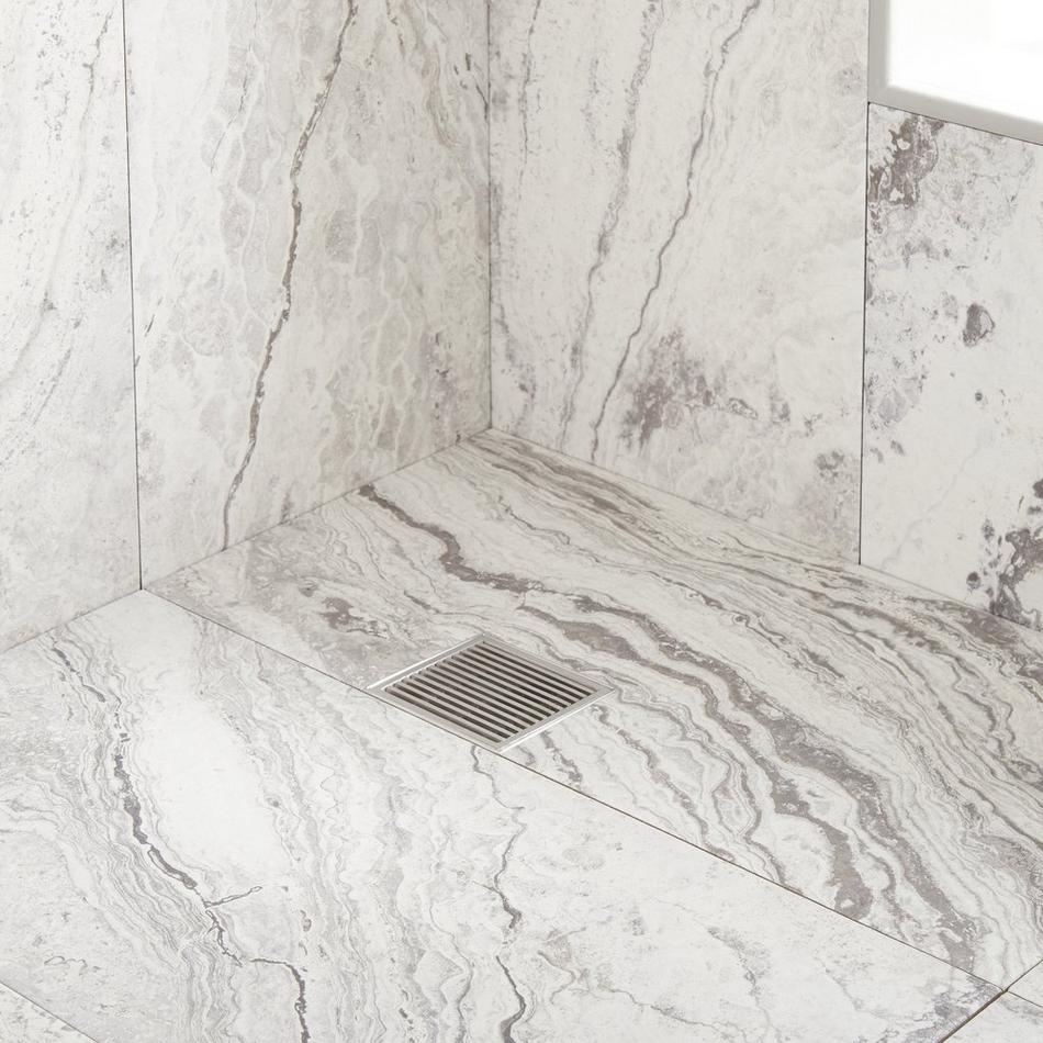 4" Carmen Square Shower Drain - Polished Brass, , large image number 0