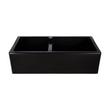 36" Risinger 60/40 Offset Bowl Fireclay Farmhouse Sink - Smooth Apron - Black, , large image number 1
