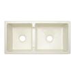 36" Risinger 60/40 Offset Bowl Fireclay Farmhouse Sink - Smooth Apron - Biscuit, , large image number 2
