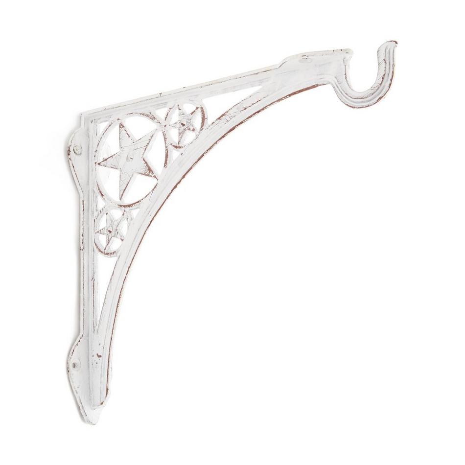 Star Cast Iron Hanging Plant Shelf Bracket - Distressed White, , large image number 1