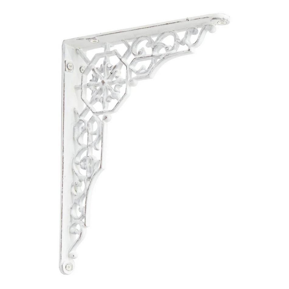 Nautical Wheel Scrollwork Iron Shelf Bracket - Distressed White, , large image number 0