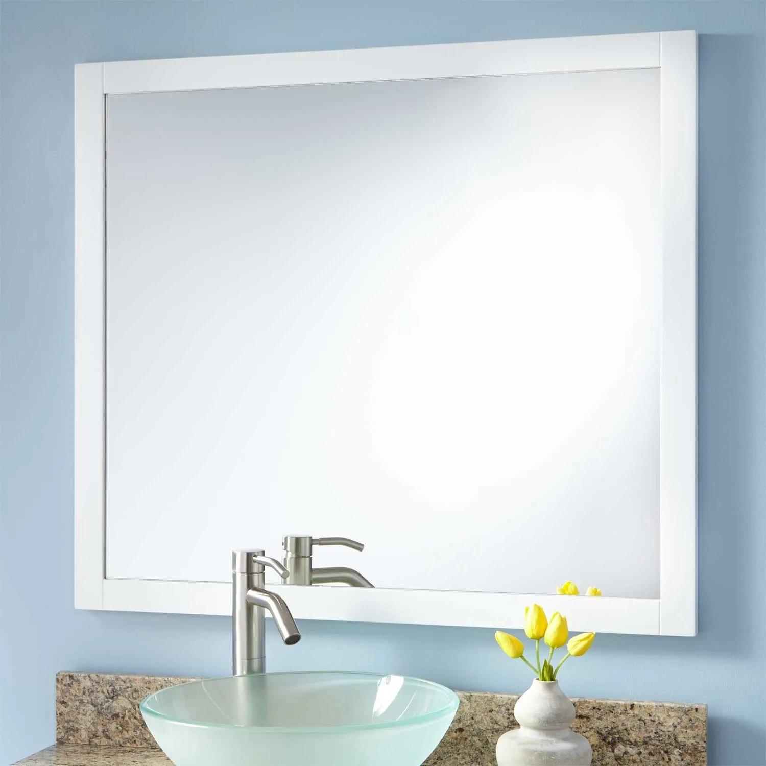 Square mirror with white frame