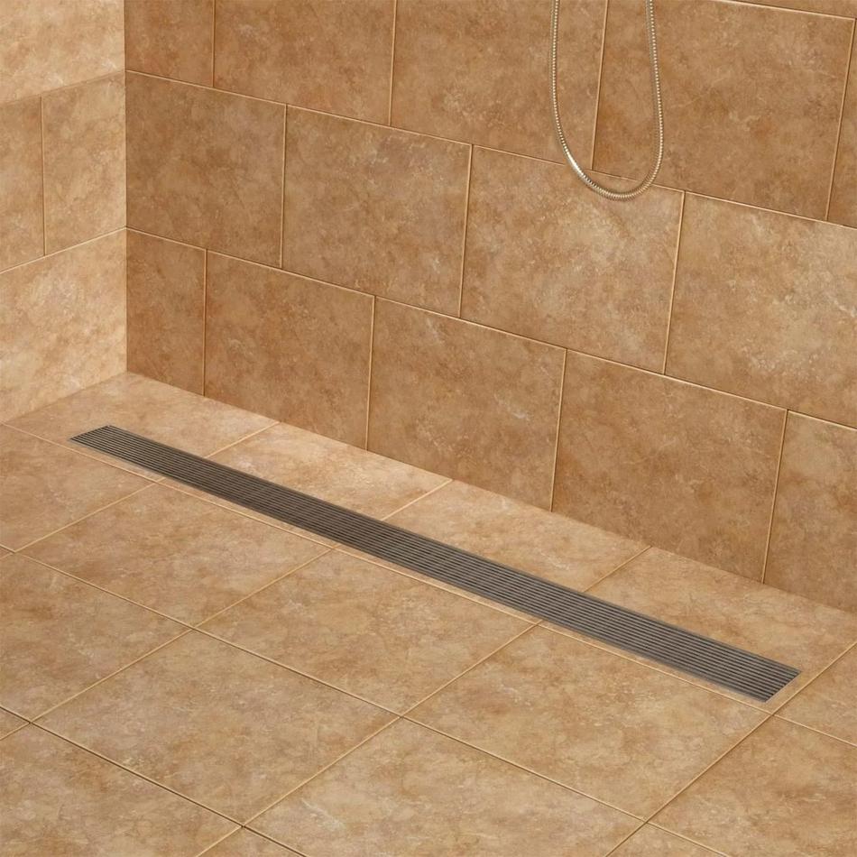 48" Carmen Linear Shower Drain - with Drain Flange - Polished Stainless Steel, , large image number 0