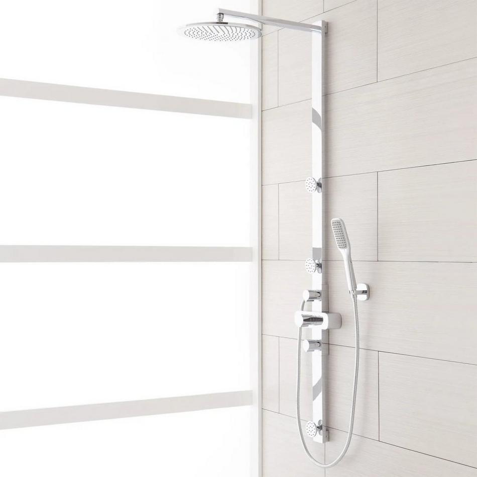 Correia Thermostatic Shower Panel with Rainfall Shower Head & Hand Shower - Chrome, , large image number 0