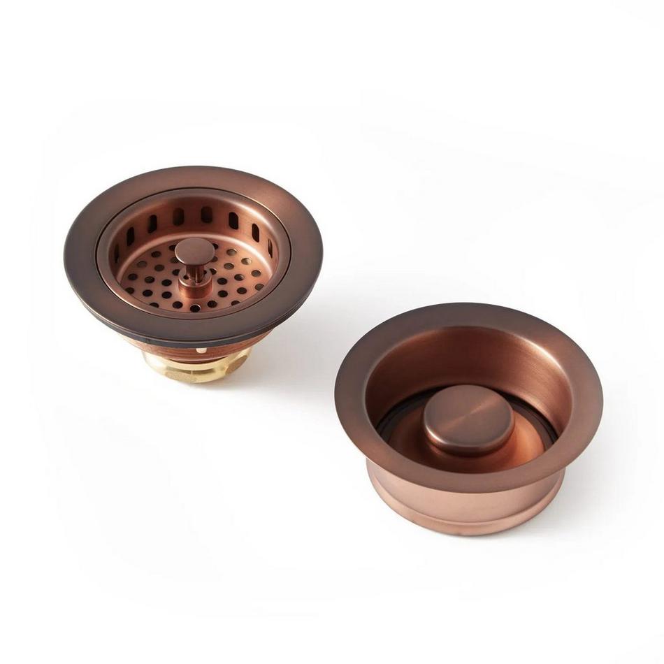 Kitchen Sink Drain Set - Basket Strainer & Disposer Flange and Stopper - Matte Black | Solid Brass | Signature Hardware 480533