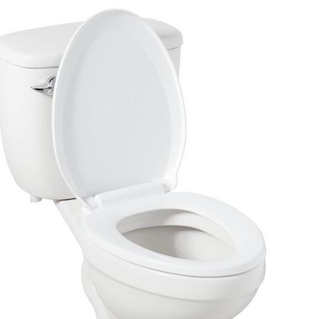 EZ Close Solid Plastic Elongated Bowl Toilet Seat - White