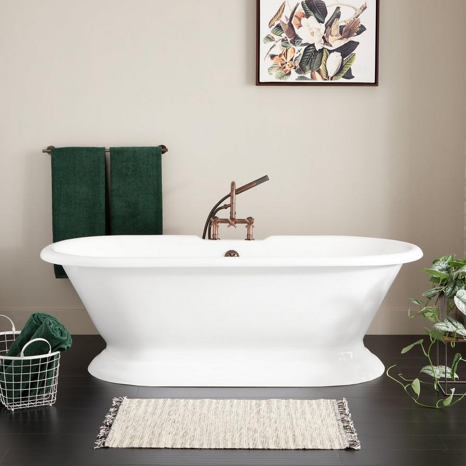 72" Scarlett Cast Iron Double-Ended Pedestal Tub - 7" Rim Holes, , large image number 0