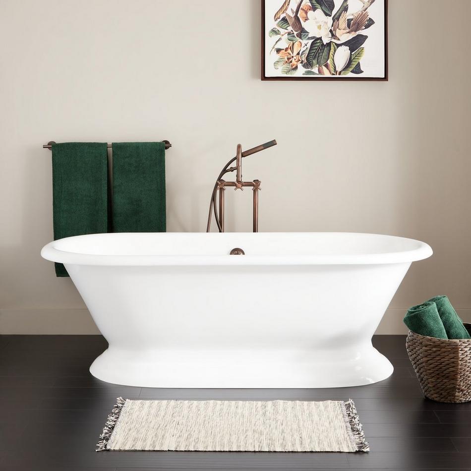 72" Scarlett Cast Iron Double-Ended Pedestal Tub - Rolled Rim, , large image number 0