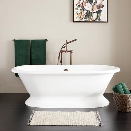 72" Scarlett Cast Iron Double-Ended Pedestal Tub - Rolled Rim