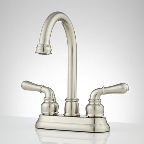 Brannigan Centerset Gooseneck Bathroom Faucet - Overflow - Brushed Nickel