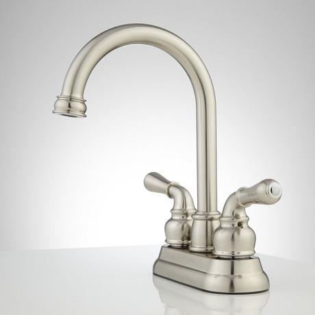 Brannigan Centerset Gooseneck Bathroom Faucet - Overflow - Brushed Nickel