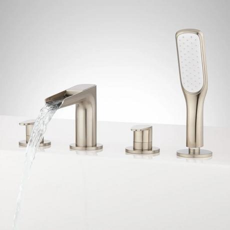 Pagosa Roman Waterfall Tub Faucet and Hand Shower - Brushed Nickel