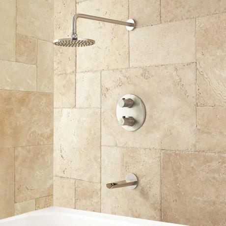 Pagosa Waterfall Thermostatic Tub and Shower Set - Brushed Nickel