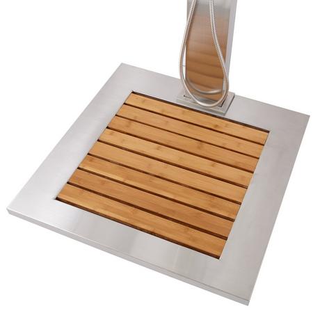 Abner Outdoor Stainless Steel Shower Panel with Bamboo Tray