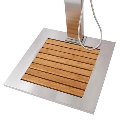 Alvin Outdoor Stainless Steel Shower Panel with Bamboo Tray