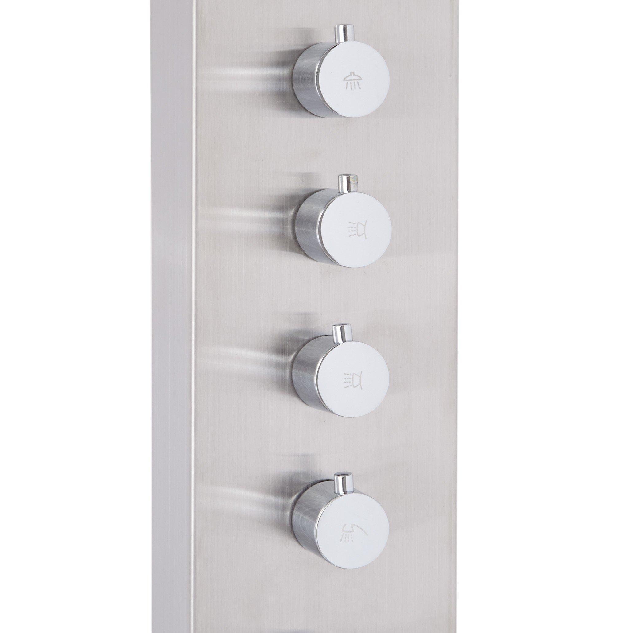 Alvin Outdoor Stainless Steel Shower Panel with Bamboo Tray