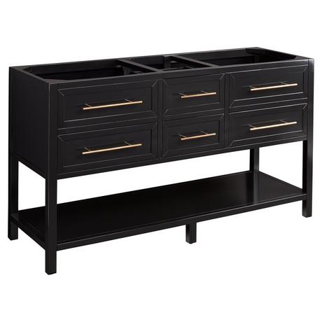 60" Robertson Double Console Vanity for Rectangular Undermount Sinks - Black