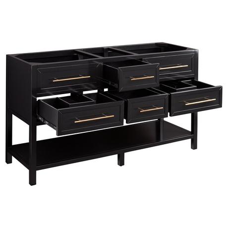 60" Robertson Double Console Vanity for Undermount Sinks - Black