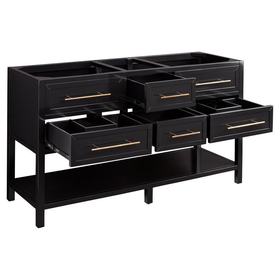 60" Robertson Double Console Vanity for Rectangular Undermount Sinks - Black, , large image number 2