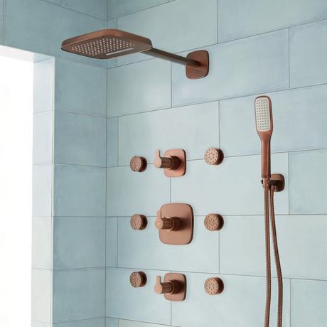 Arin Thermostatic Shower System with Hand Shower & 6 Body Sprays