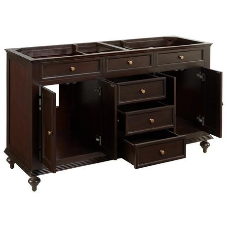 60" Keller Mahogany Double Vanity for Rectangular Undermount Sinks - Dark Espresso