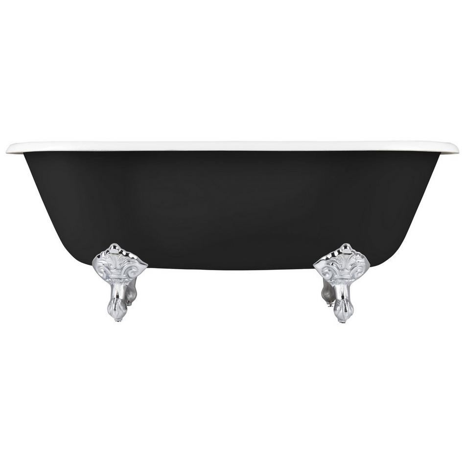 66" Sanford Cast Iron Clawfoot Tub - Chrome Imperial Feet - 7" Rim Holes - Black - No Drain, , large image number 1