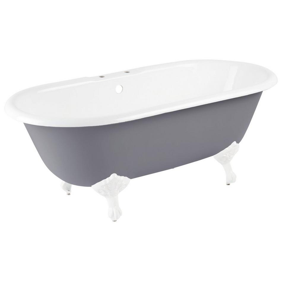 66" Sanford Cast Iron Clawfoot Tub - White Imperial Feet - 7" Rim Holes- Dark Gray - No Drain, , large image number 0