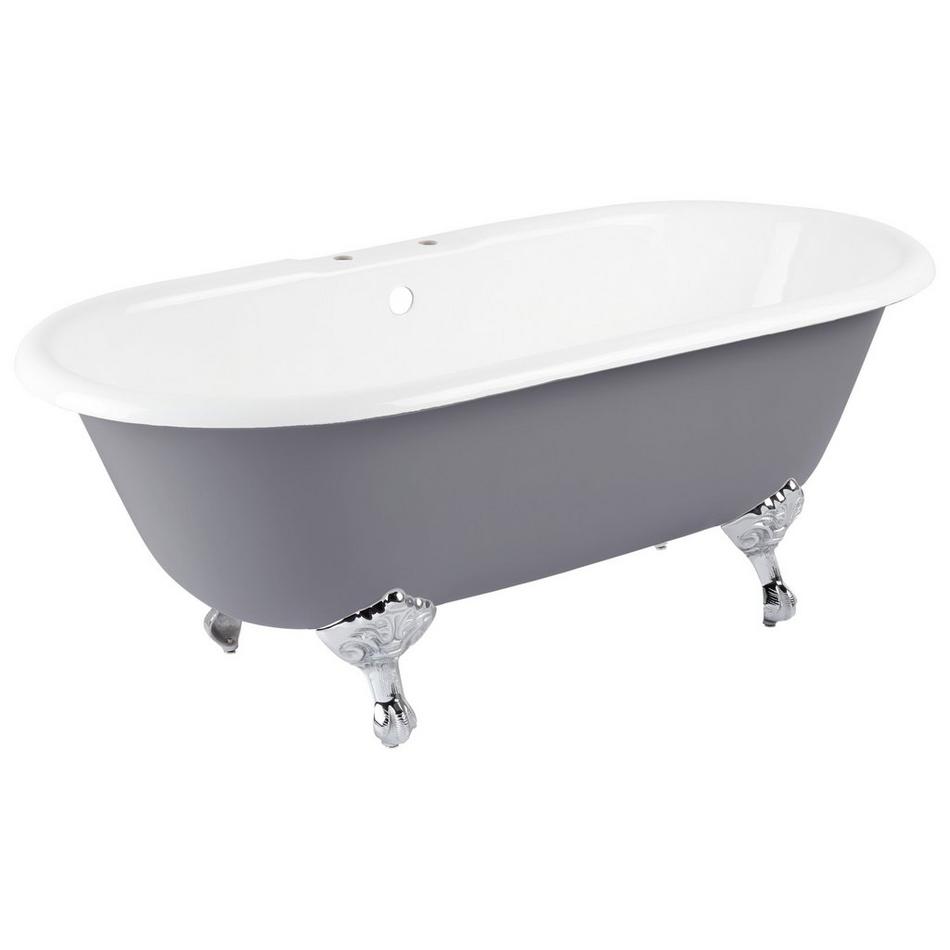 66" Sanford Cast Iron Clawfoot Tub - Chrome Imperial Feet - 7" Rim Holes- Dark Gray - No Drain, , large image number 1