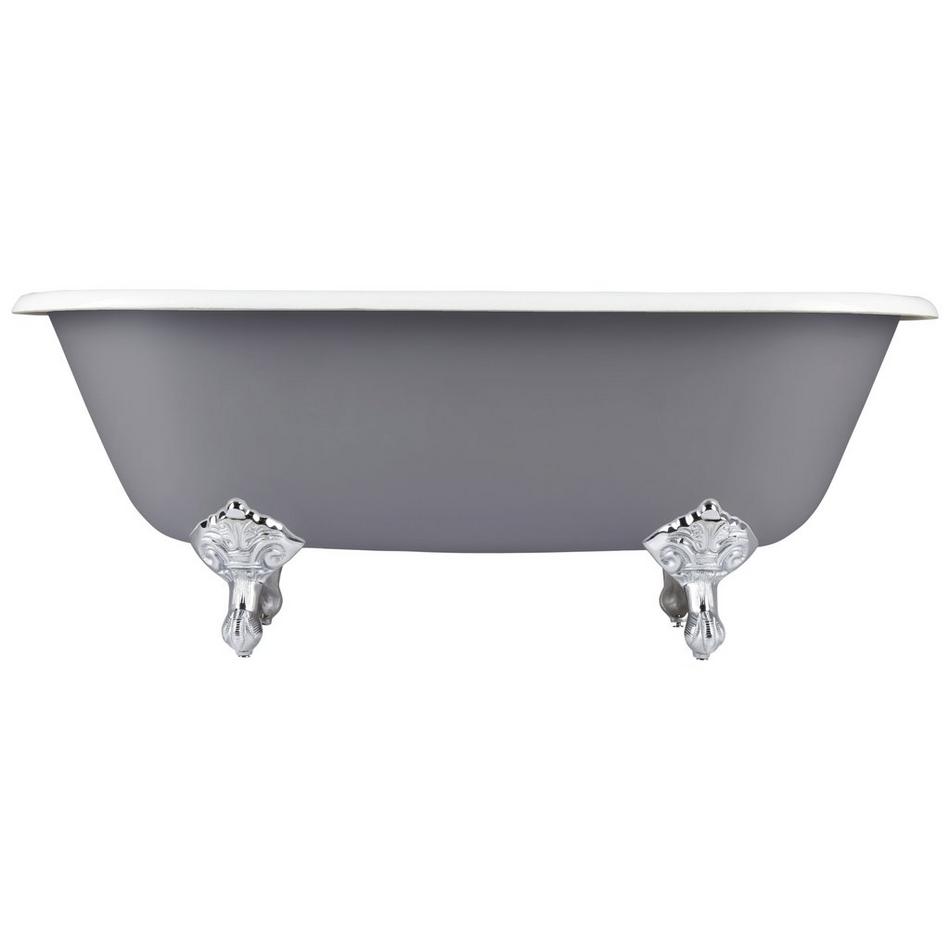 66" Sanford Cast Iron Clawfoot Tub - Chrome Imperial Feet - 7" Rim Holes- Dark Gray - No Drain, , large image number 2