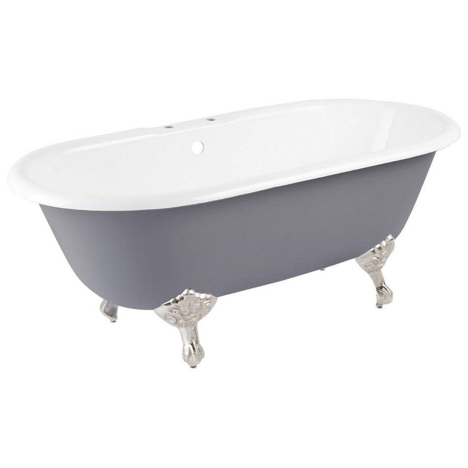 66" Sanford Cast Iron Clawfoot Tub - Brushed Nickel Imperial Feet - Dark Gray, , large image number 0