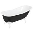66" Goodwin Cast Iron Slipper Clawfoot Tub - Black - Rolled Rim - White Feet - Less Drain, , large image number 0