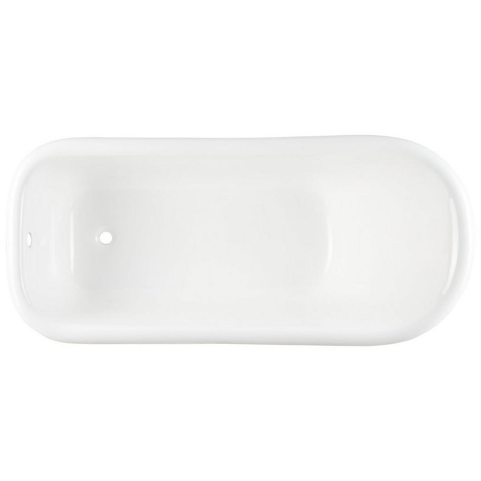 66" Goodwin Cast Iron Slipper Clawfoot Tub - Black - Rolled Rim - White Feet - Less Drain, , large image number 1