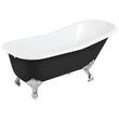 66" Goodwin Cast Iron Clawfoot Tub - Chrome Feet -No Tap Holes- Rolled Rim - Black - No Drain, , large image number 1