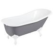 66" Goodwin Cast Iron Clawfoot Tub - White Imperial Feet - Dark Gray - No Drain, , large image number 1