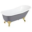 66" Goodwin Cast Iron Clawfoot Tub - Polished Brass Imperial Feet - Dark Gray - No Drain, , large image number 1