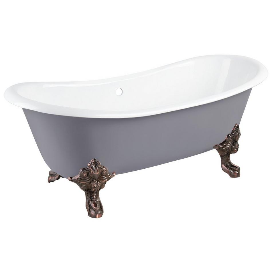 72" Lena Cast Iron Tub - Rolled Rim - Oil Rubbed Bronze Monarch Feet - Dark Gray, , large image number 0