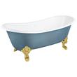 72" Lena Cast Iron Tub - Polished Brass Monarch Feet - Slate Blue - No Drain, , large image number 0