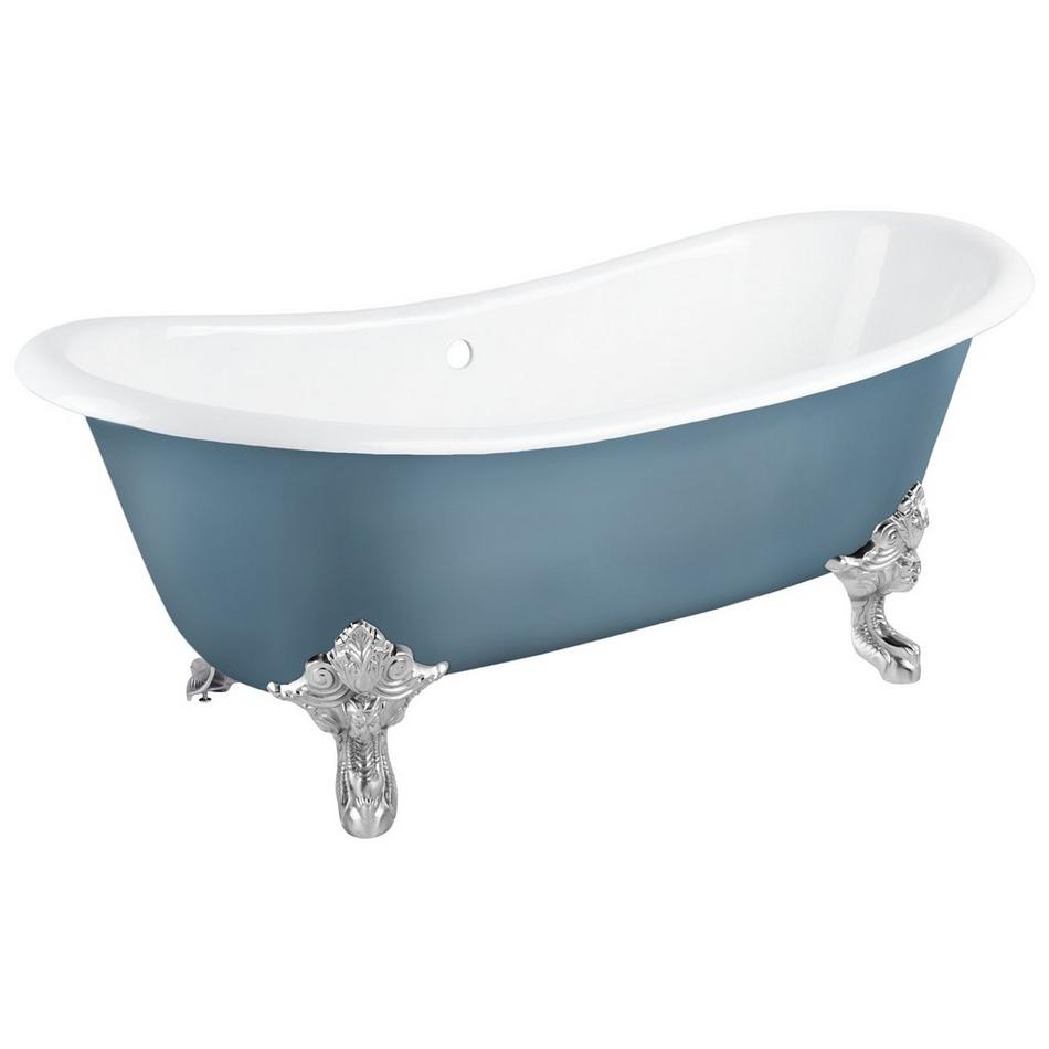 72" Lena Cast Iron Tub - Chrome Monarch Feet - Slate Blue - No Drain, , large image number 0