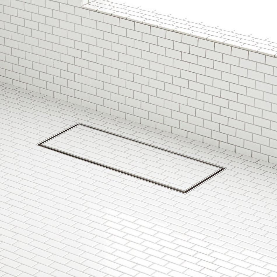 48" Cohen Wide Linear Tile-In Shower Drain - with Drain Flange - Brushed Stainless Steel, , large image number 0