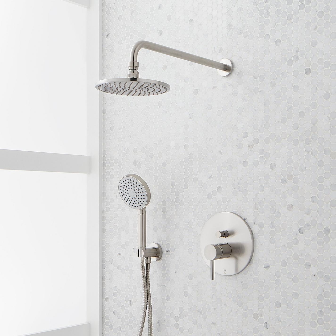 Lattimore Shower System with Rainfall Shower Head & Hand Shower ...