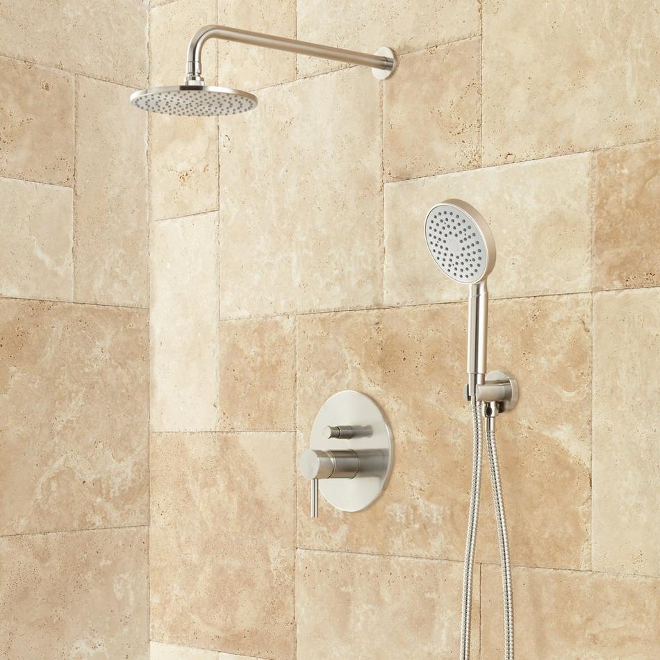 Lattimore Shower System with Rainfall Shower Head & Hand Shower, , large image number 0