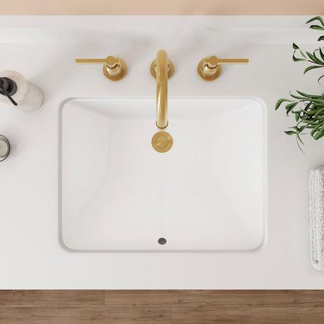 Rectangular Porcelain Undermount Bathroom Sink - White