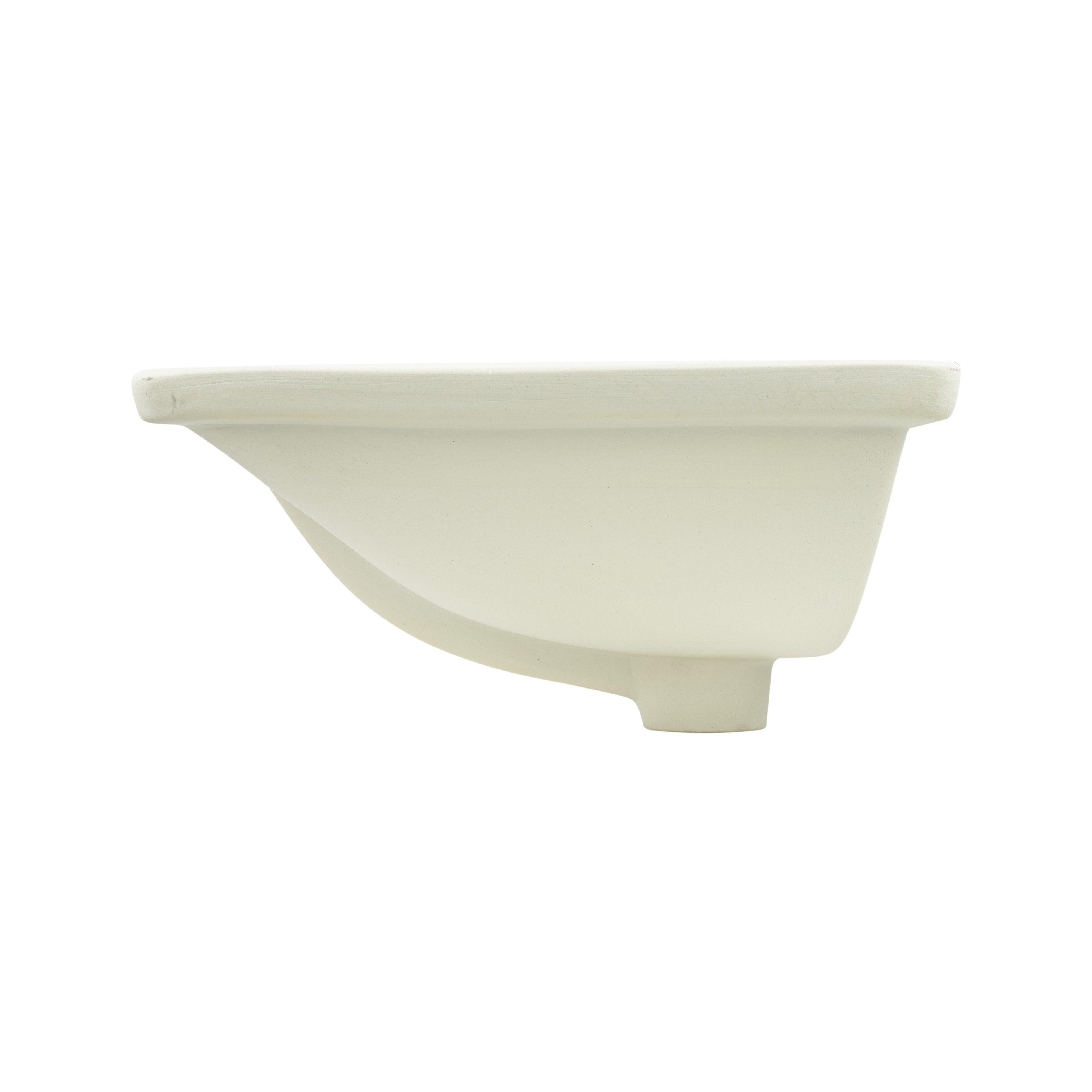 Rectangular Porcelain Undermount Bathroom Sink White Signature Hardware   416462 Um Bath Sink WH Side MV80 