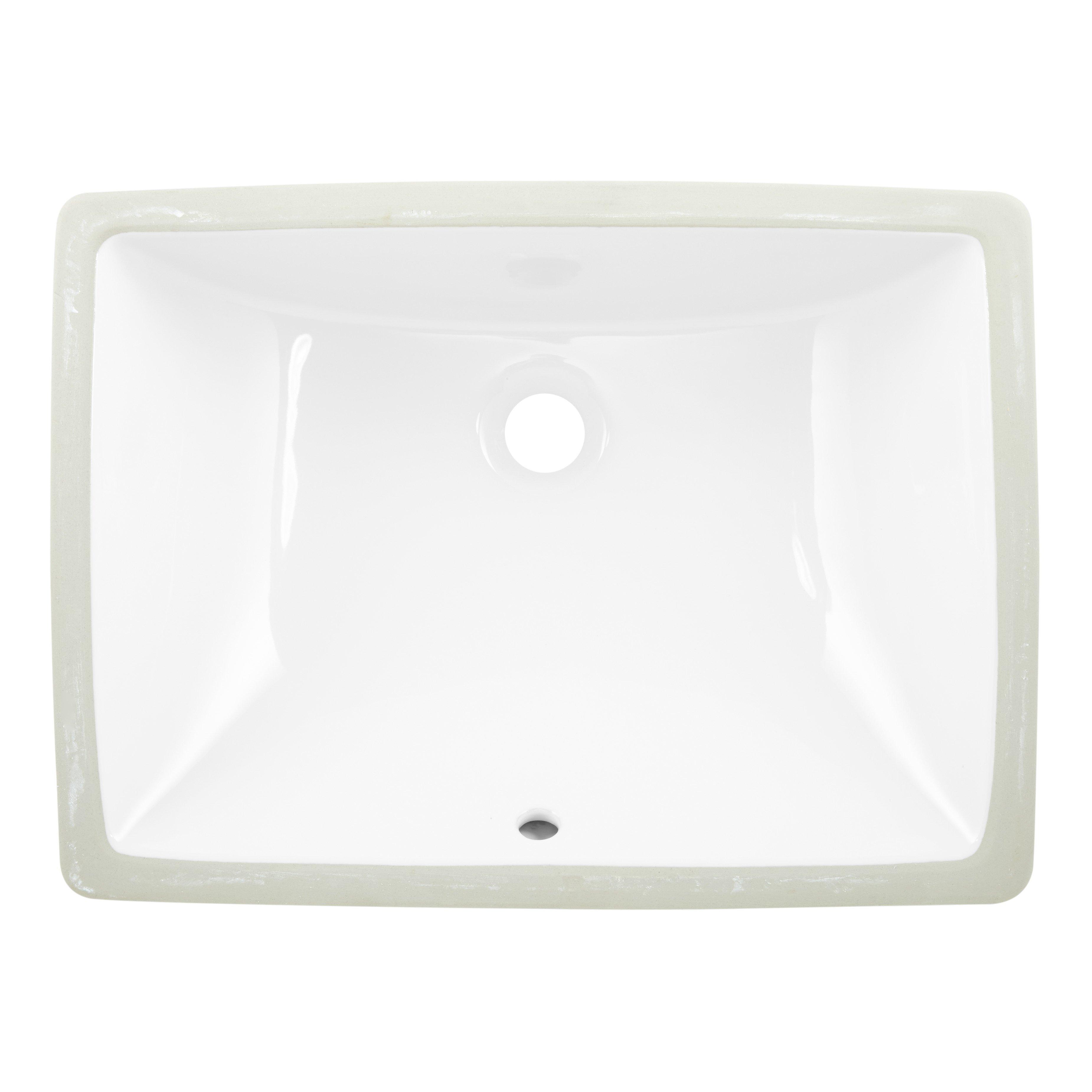 Rectangular Porcelain Undermount Bathroom Sink White Signature Hardware   416462 Um Bath Sink WH Top MV100 