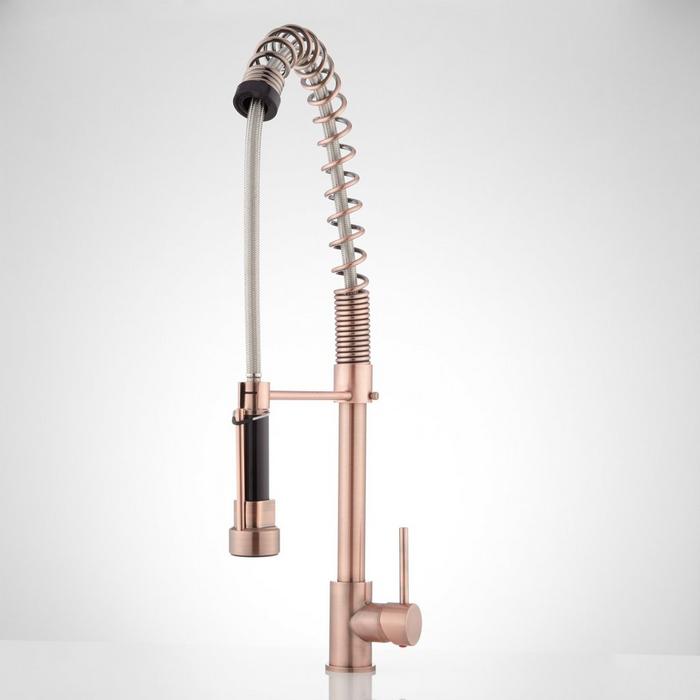 Asaro Kitchen Faucet with Pull-Down Spring Spout in Antique Copper