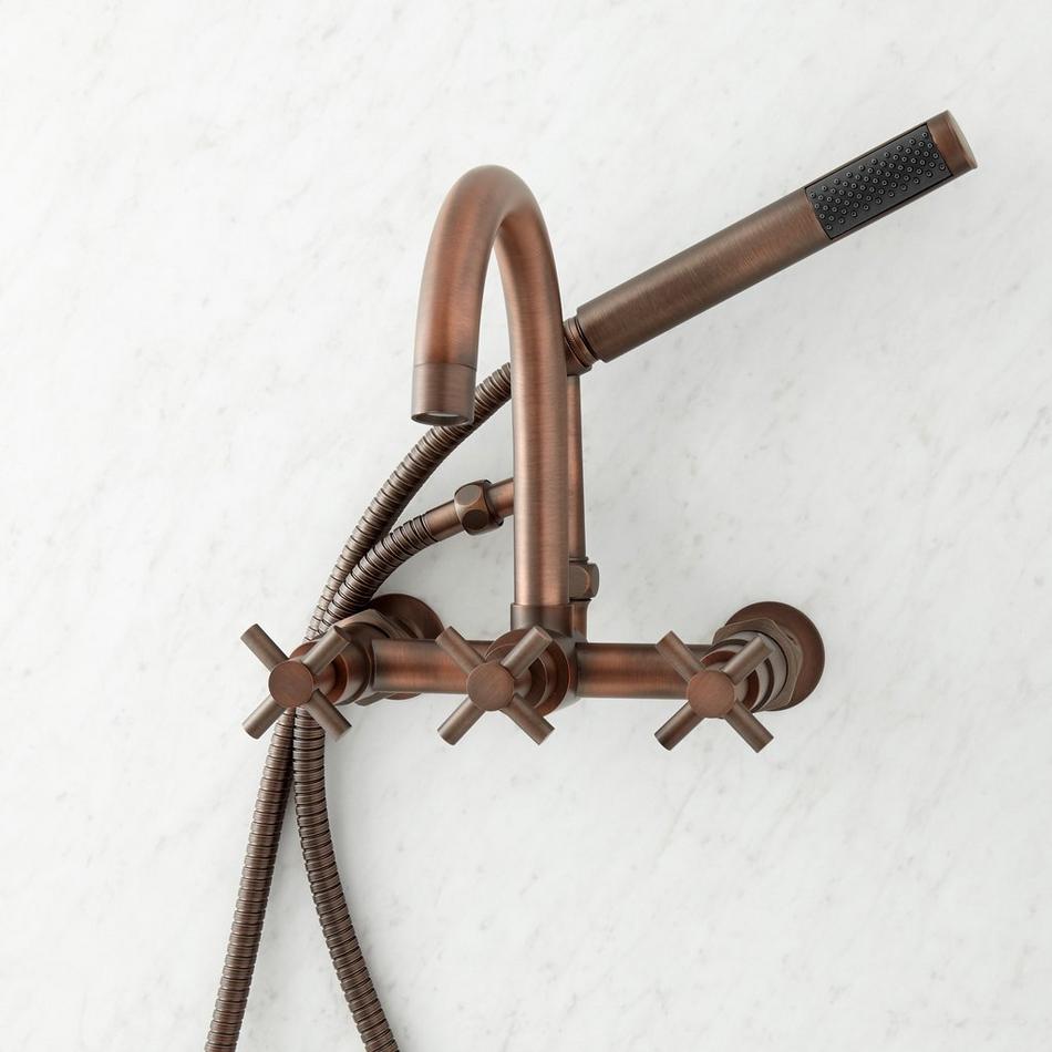 Sebastian Wall-Mount Tub Faucet with Cross Handles and 4" Wall Couplers - Oil Rubbed Bronze, , large image number 0